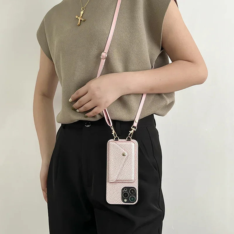 Leather Crossbody Lanyard Phonecase